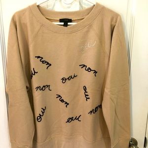 Women’s J Crew Size L tan beaded sweatshirt